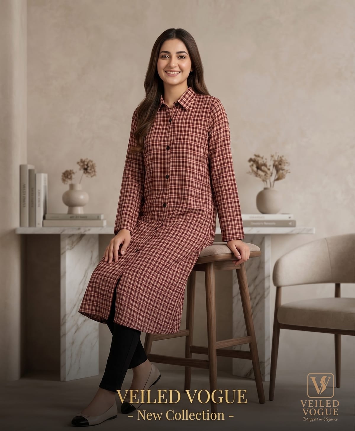 Long Shirt with Shirt Collar - Image 2