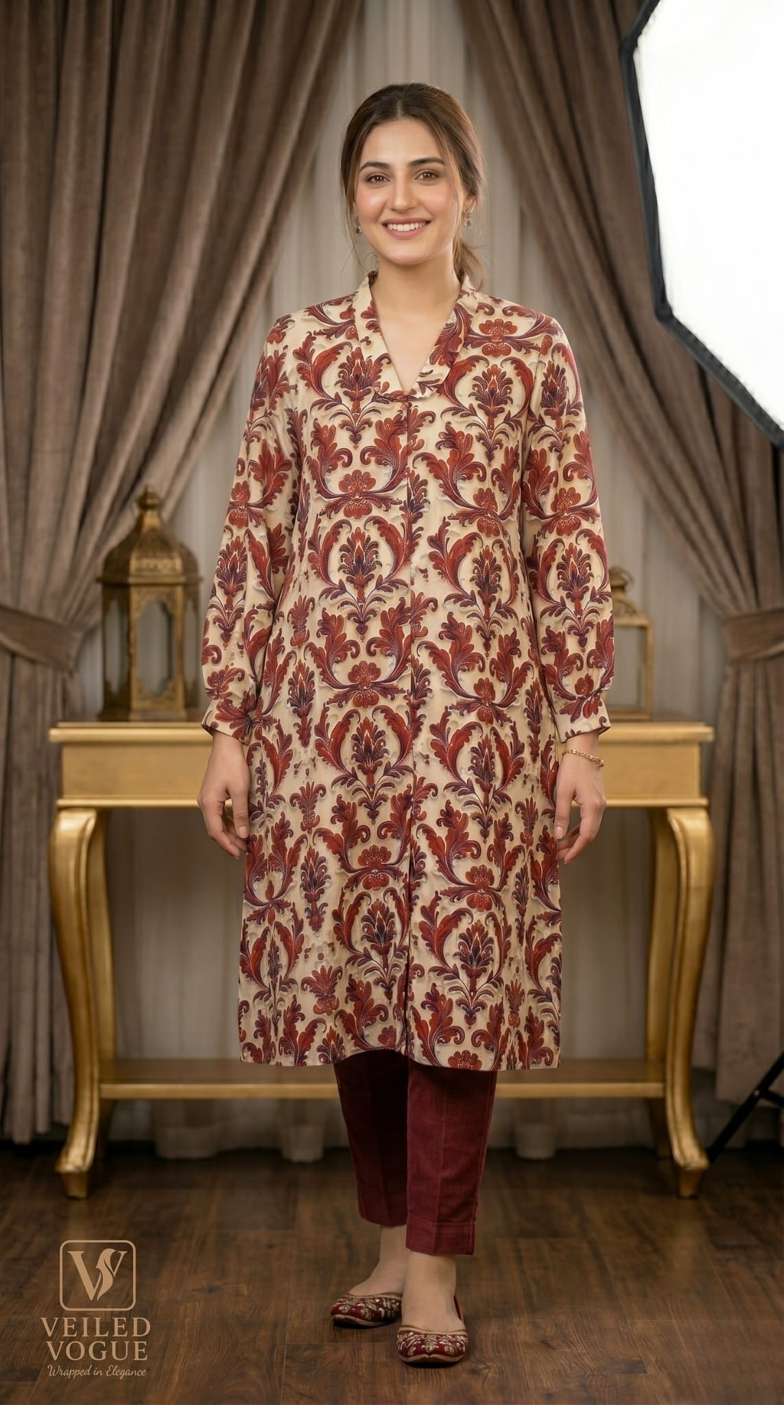 Long Shirt with Folded Collar - Image 2