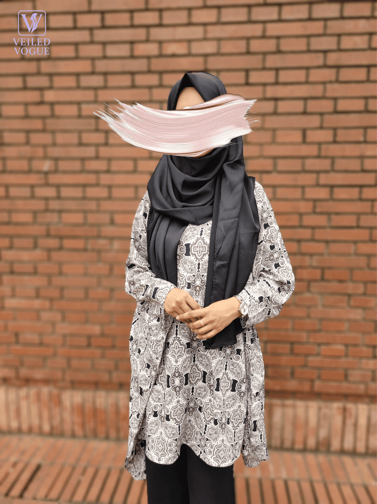 Black GeoFlora Kaftaan - Image 5