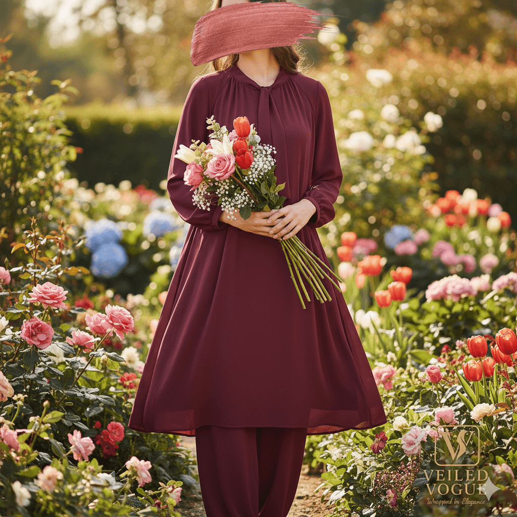 Solid Maroon Cherry tie Co-Ord - Image 1