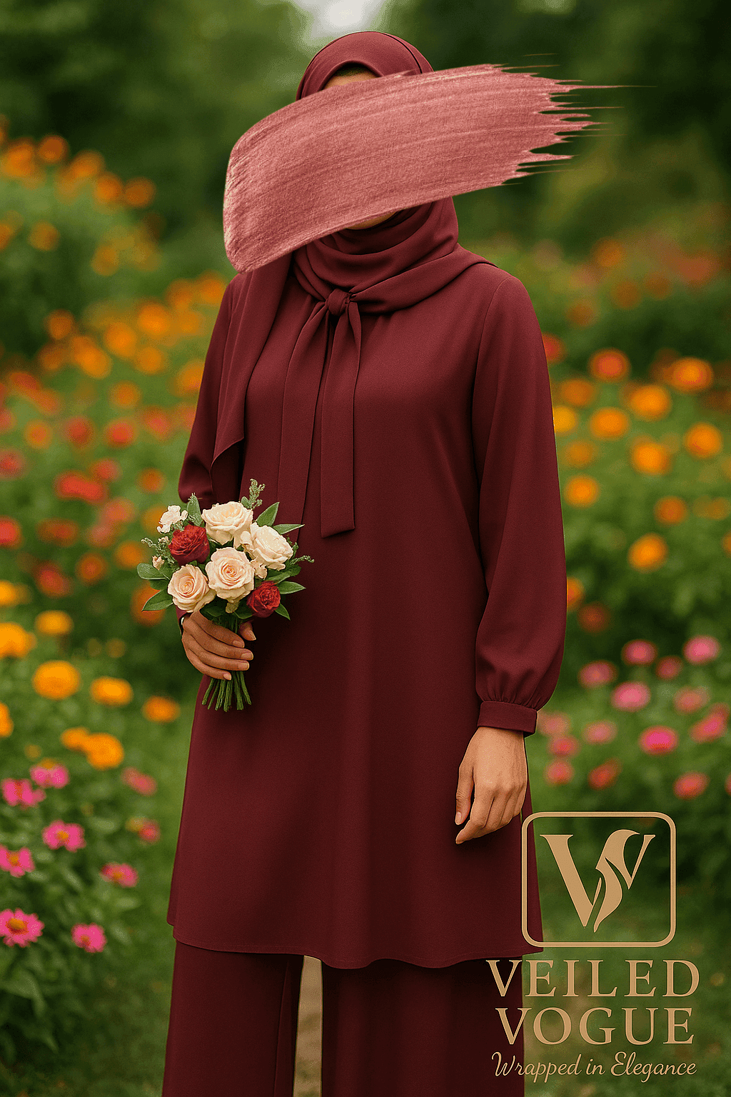 Solid Maroon Cherry tie Co-Ord - Image 3
