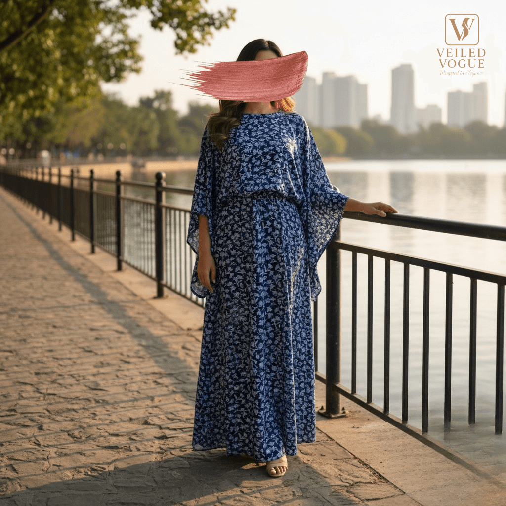 Blue Floral Kaftan by Veiled Vogue - Image 1