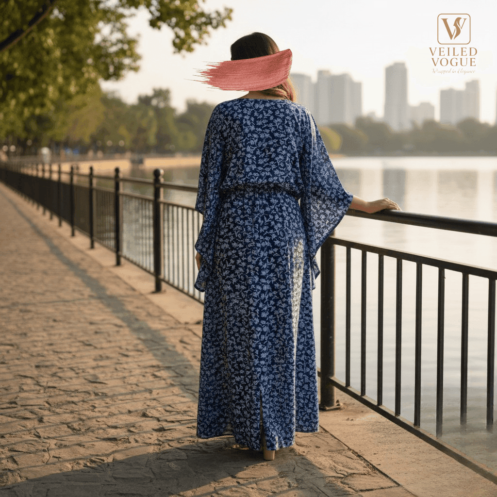 Blue Floral Kaftan by Veiled Vogue - Image 2