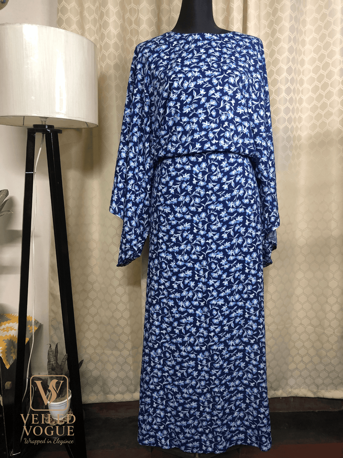 Blue Floral Kaftan by Veiled Vogue - Image 5