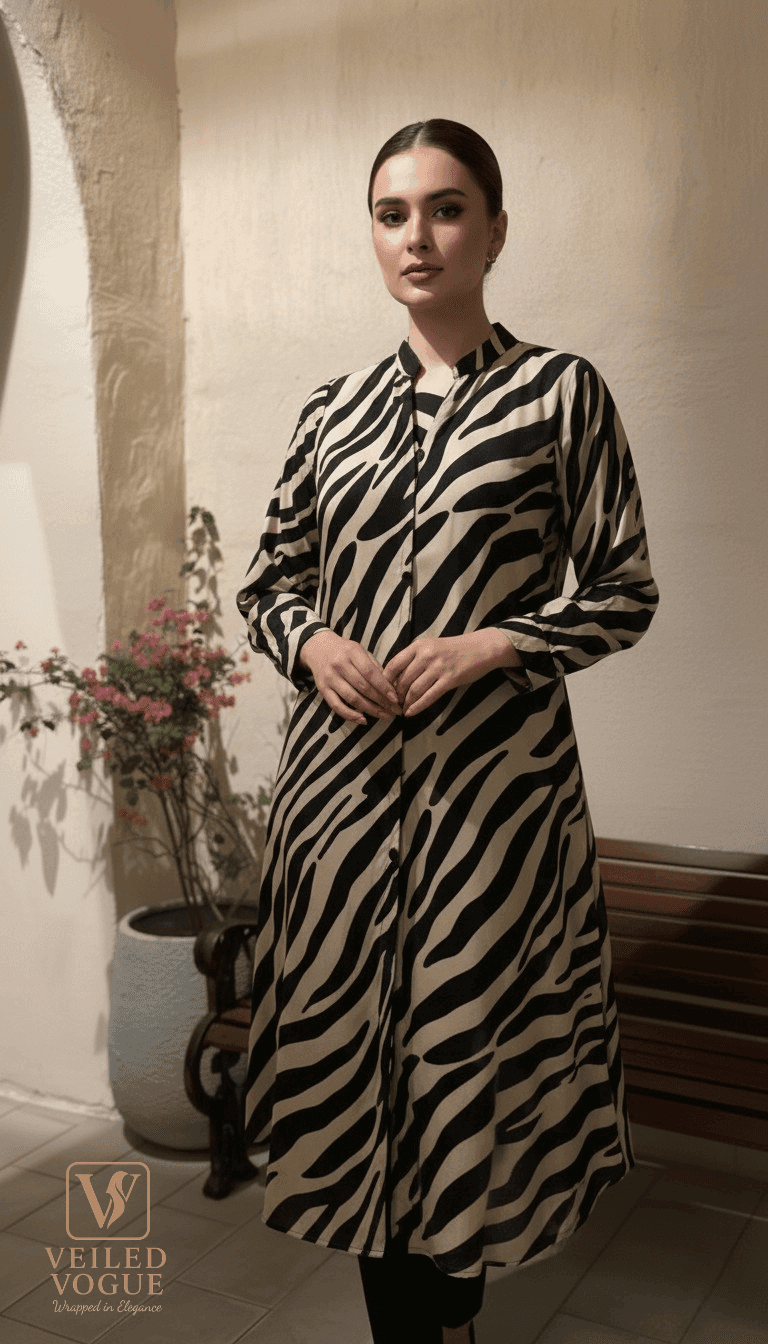 Tiger Print Soft Georgette 1 pcs Kurti - Image 1