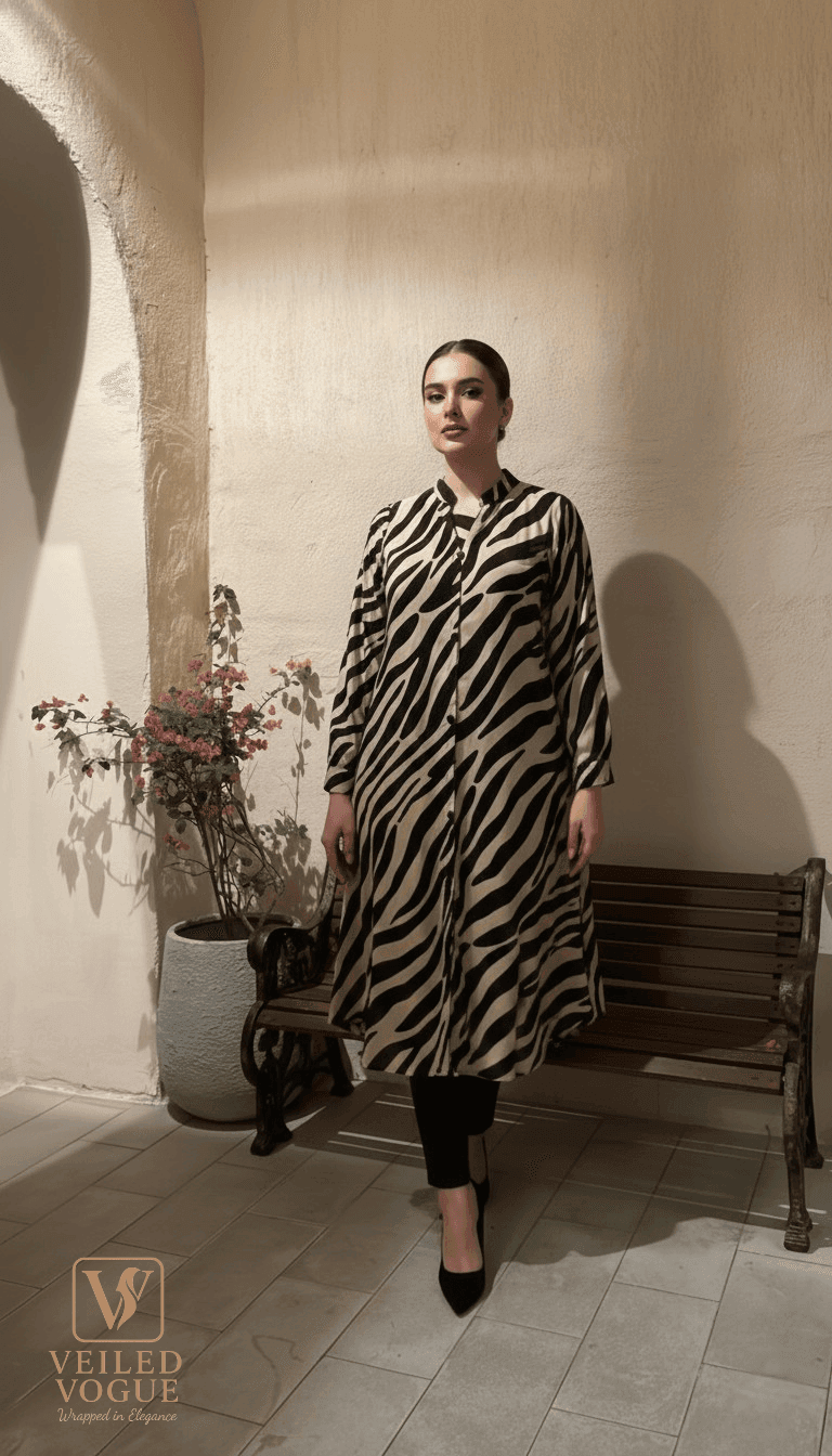 Tiger Print Soft Georgette 1 pcs Kurti - Image 2