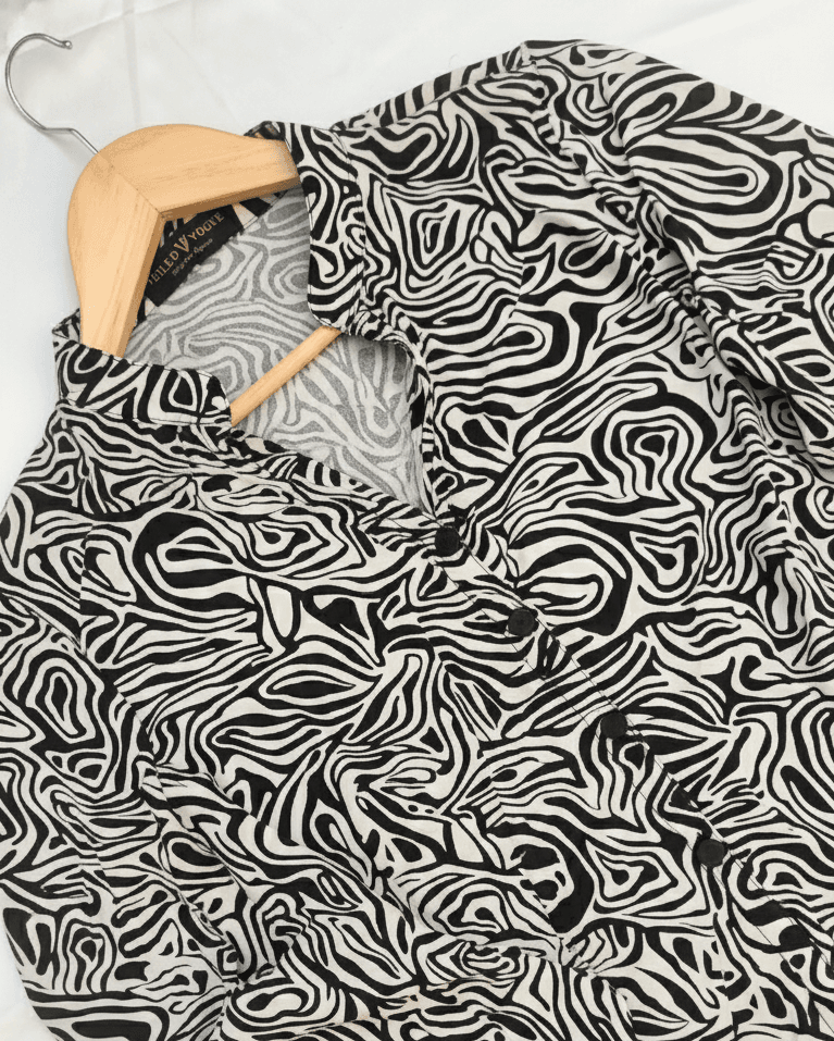 Zebra Printed Offwhite and Black kurti - Image 3