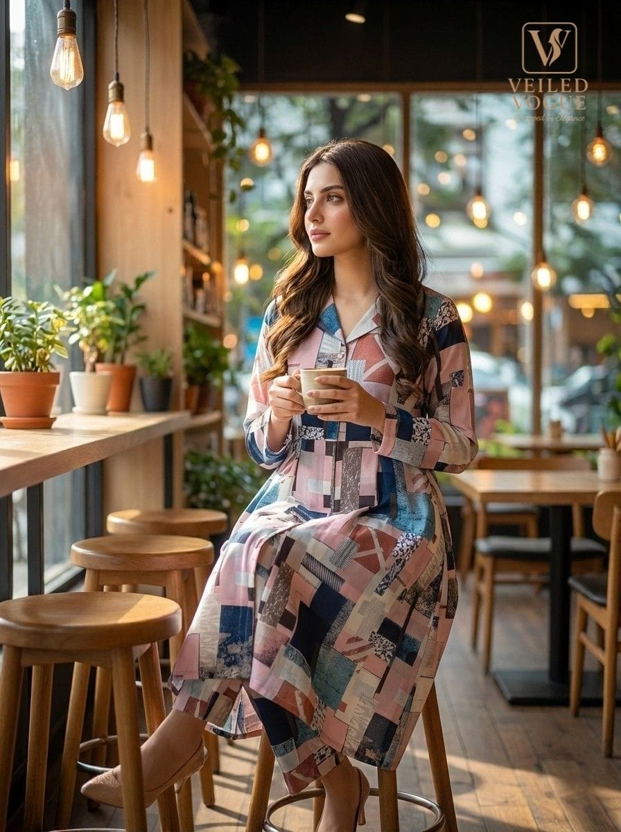 Box Printed Coat Collar Co-ord set - Image 2