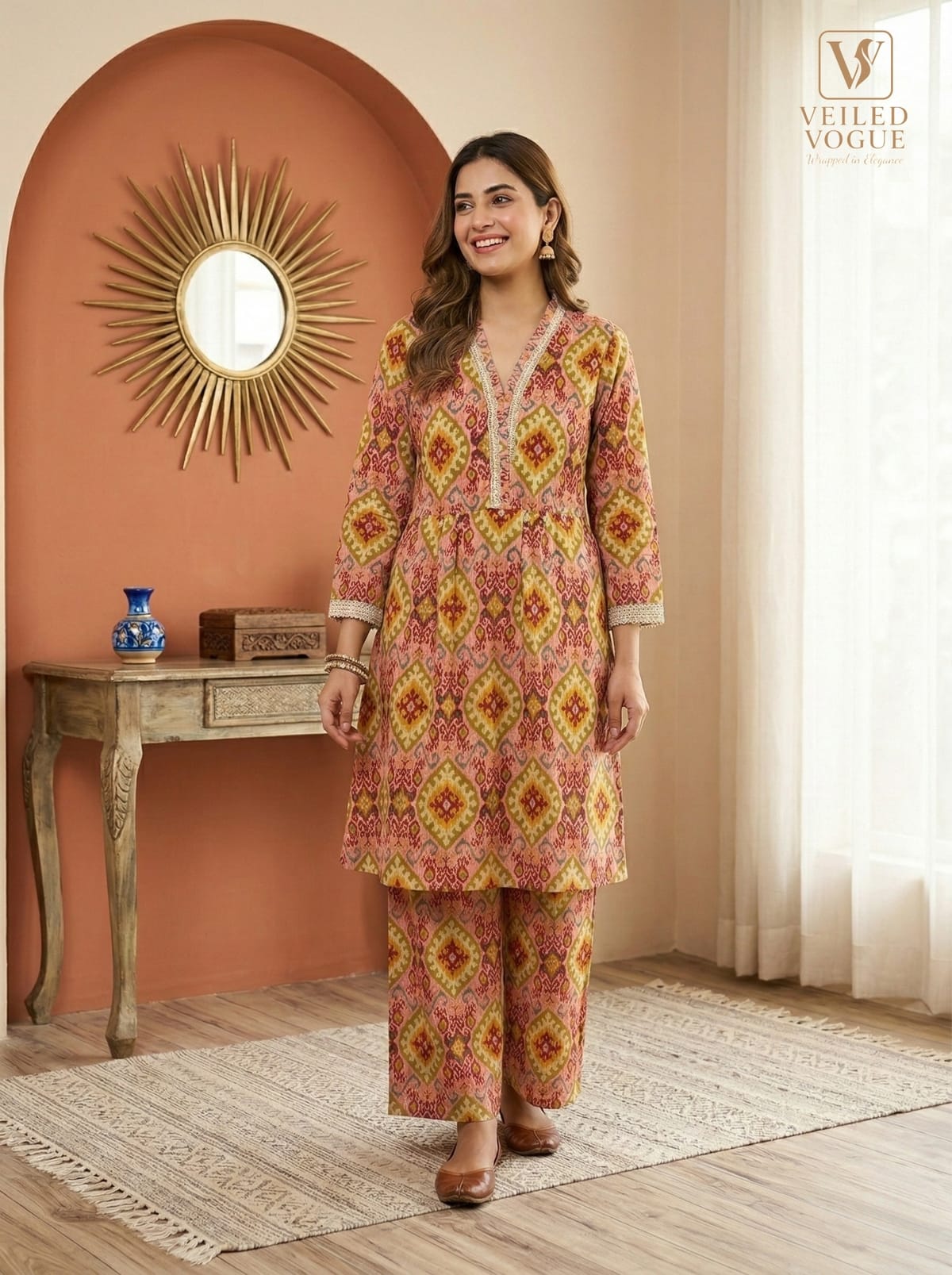 Anarkoli Style Ikkad Design with Lace Work 3 pcs - Image 2