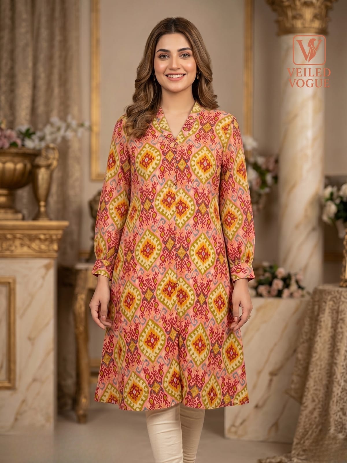 Long Shirt with Folded Collar - Image 2