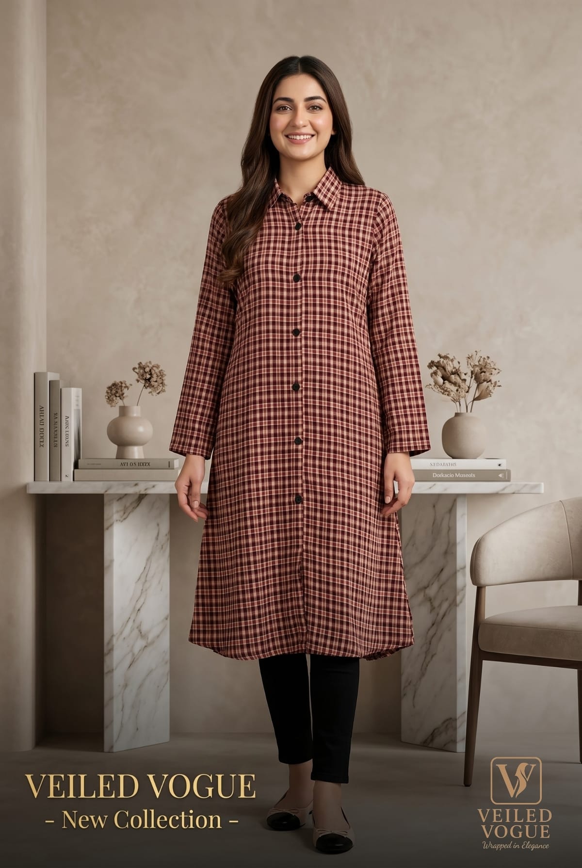 Long Shirt with Shirt Collar