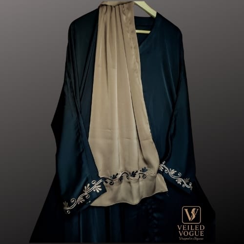 New Arrived Elegant Saffron Fabric Embroidery Dubai Aabaya - Image 2