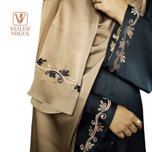 New Arrived Elegant Saffron Fabric Embroidery Dubai Aabaya - Image 4