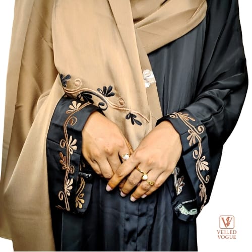 New Arrived Elegant Saffron Fabric Embroidery Dubai Aabaya - Image 1