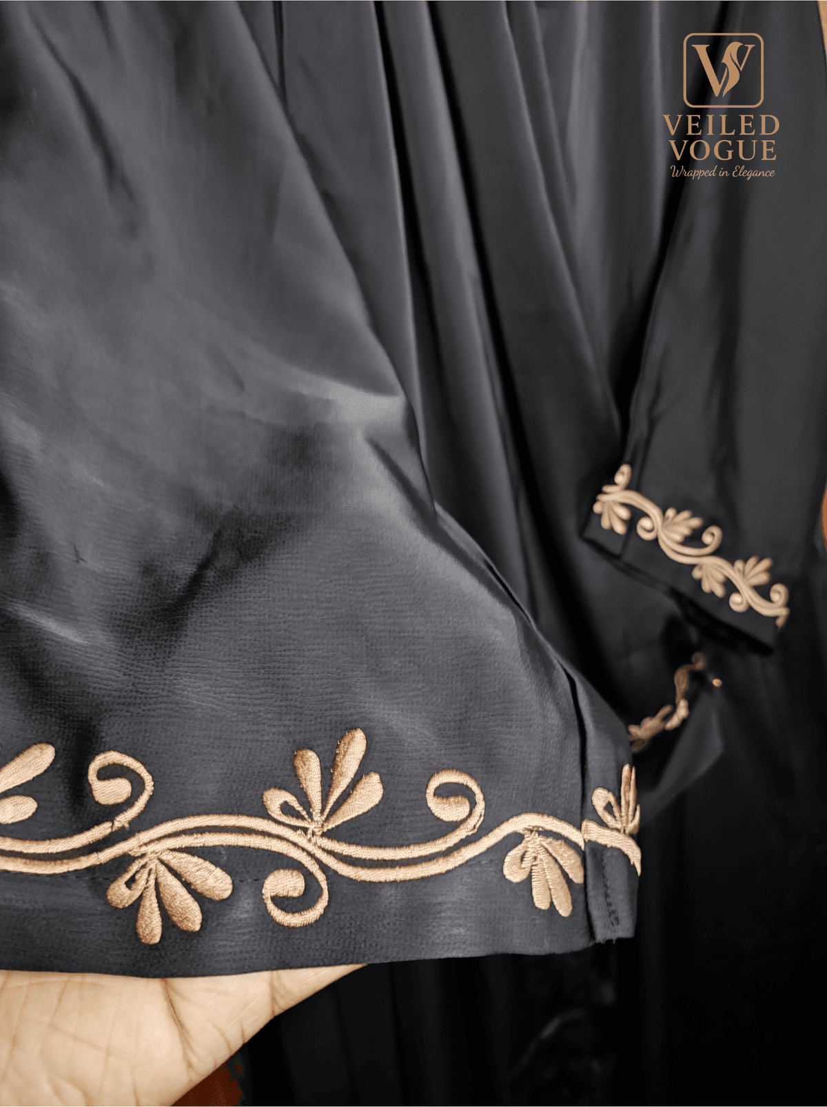 New Arrived Elegant Saffron Fabric Embroidery Dubai Aabaya - Image 6