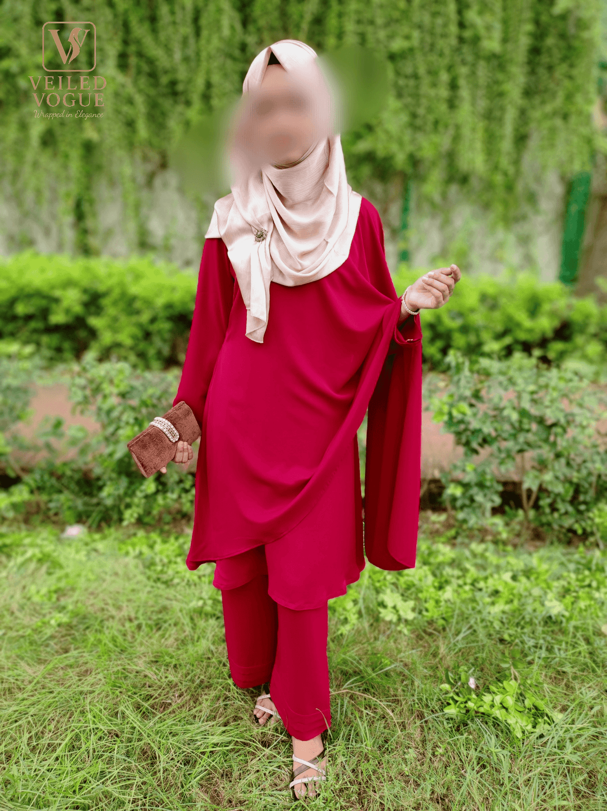Cherry Red Modestern Stylish Co-Ord Set - Image 1